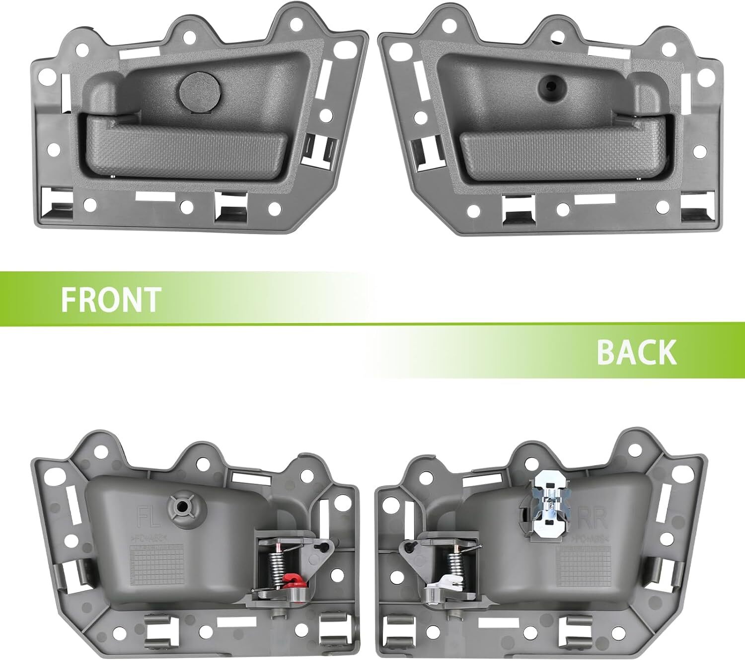 4pcs Interior Door Handle Front/Rear Left and Right Side Gray Compatible with