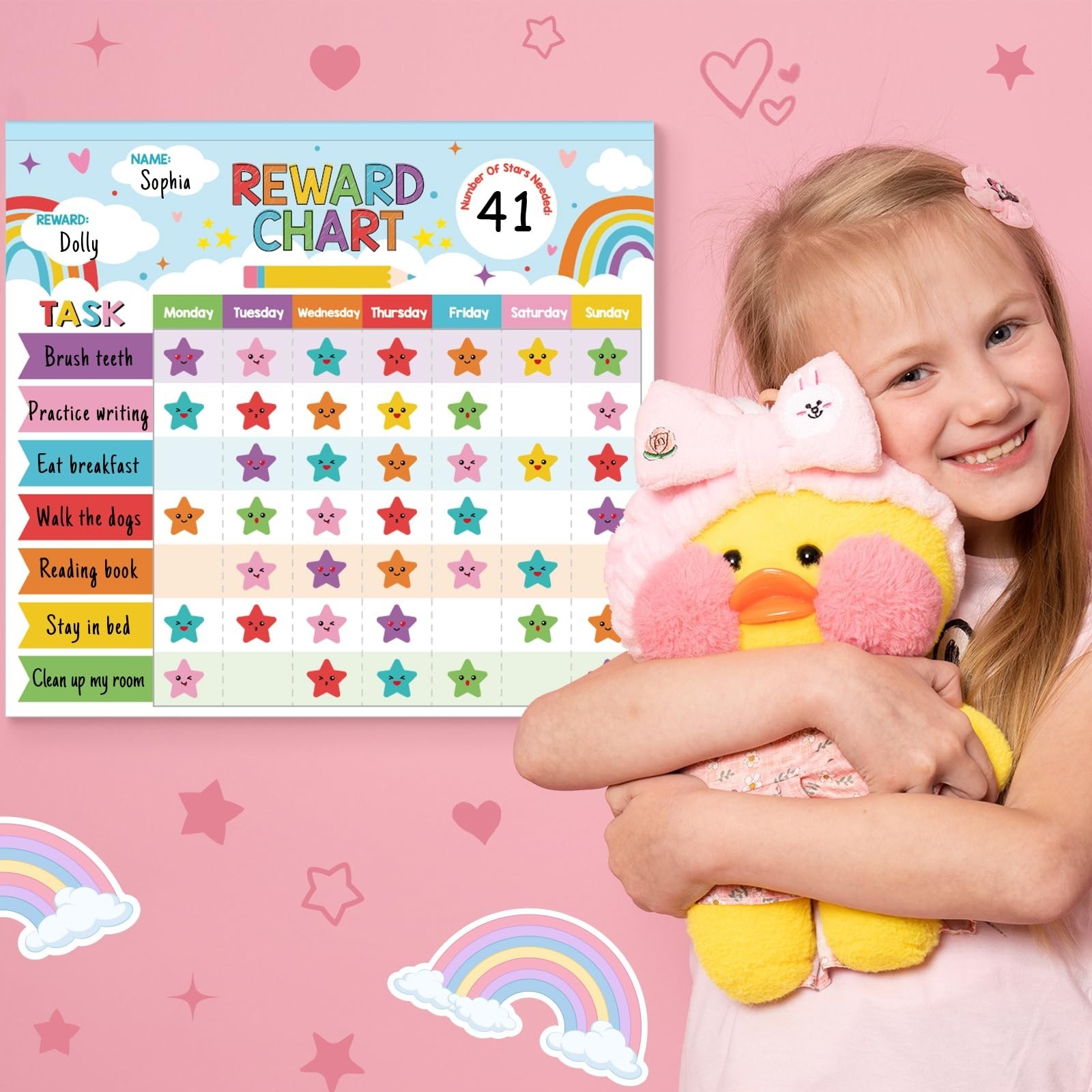 Magnetic Reward Chart for Kids – 26 Rainbow Chore Charts & 1960 Stickers – Devel