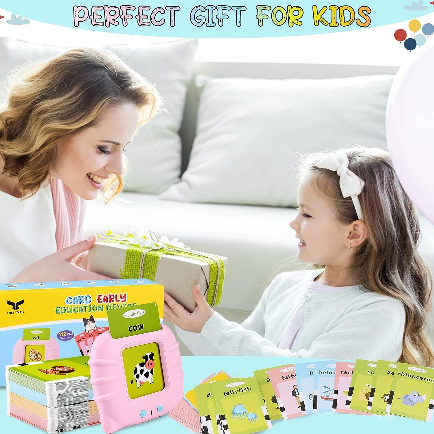 Talking Flash Cards Toddler Learning Toys for 2 3 4 5 6 Year Old Girls Boys