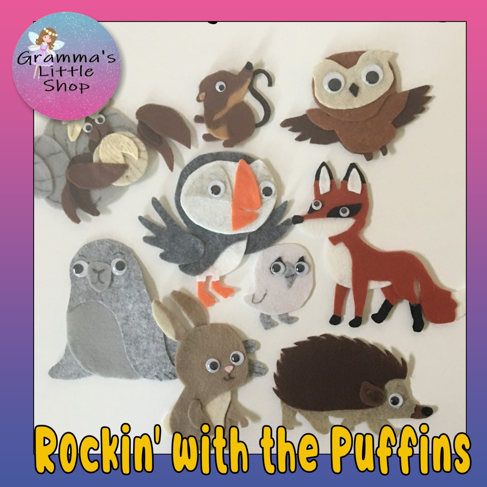 Rockin’ With the Puffins – Handmade Felt Pieces for Felt or Flannel Board Play