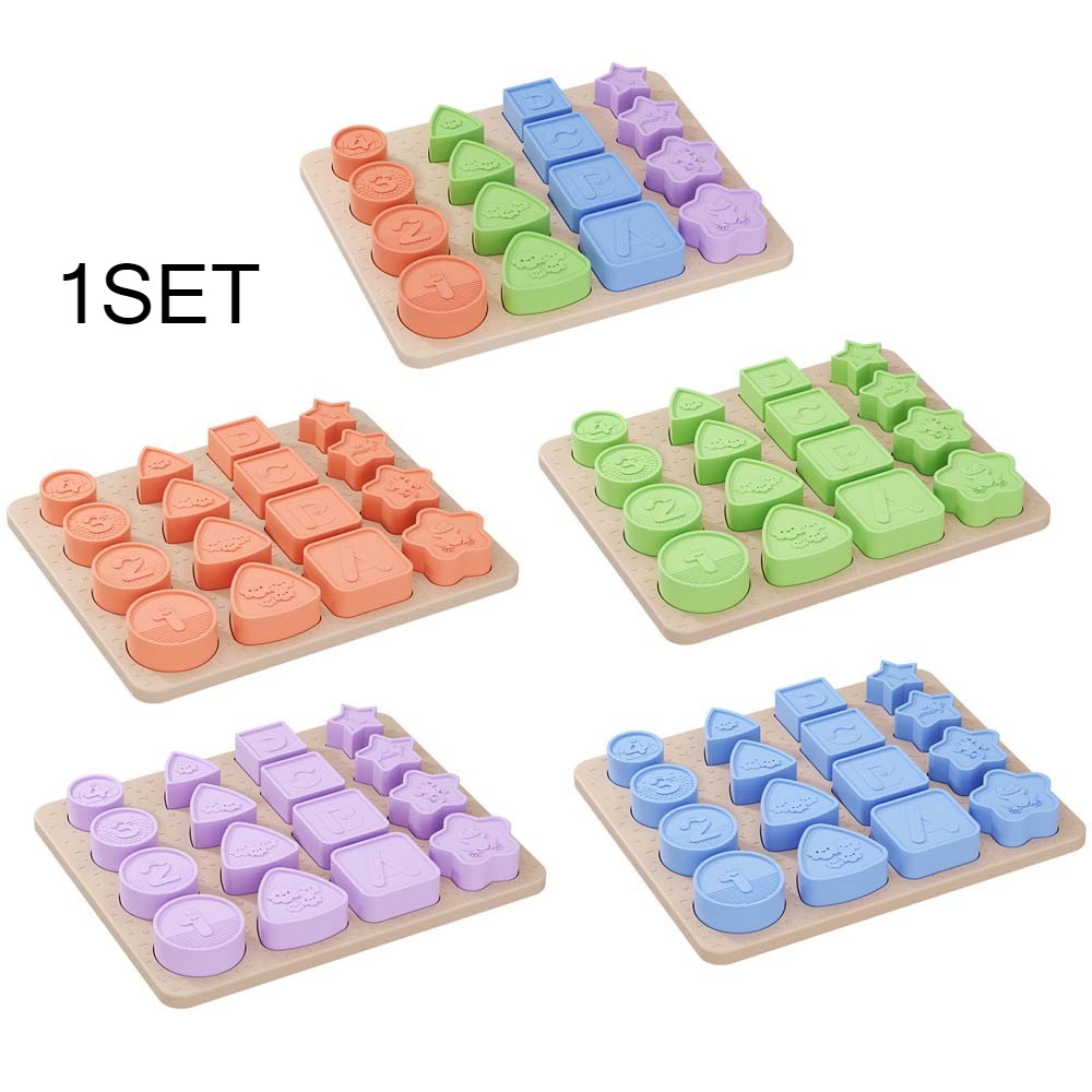 High Temp Sterilizable Silicone Puzzle fits Teething Babies Shape Matching Game