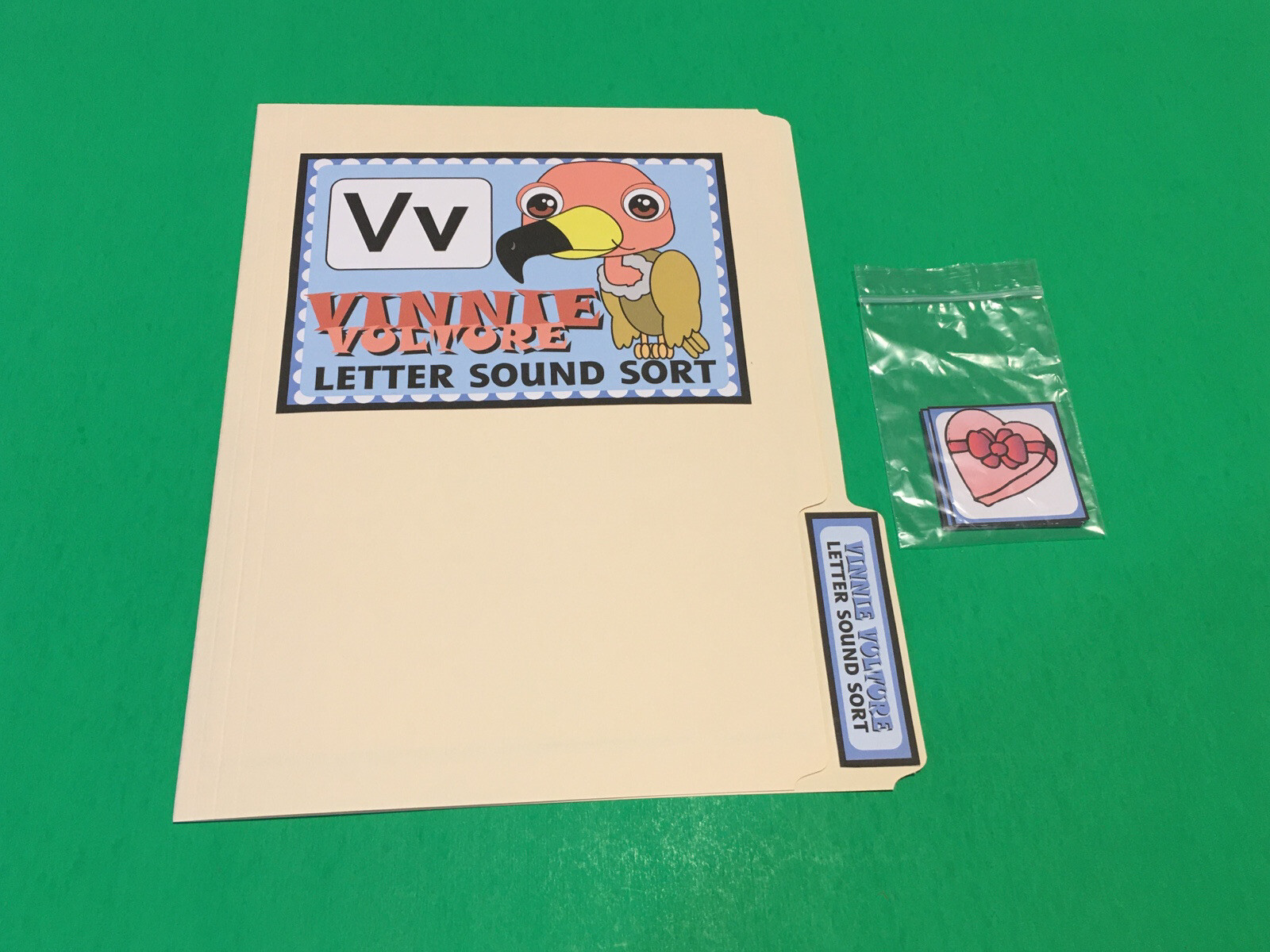 Vinny Vulture – Letter Vv – DIY File Folder game – Printed / Uncut