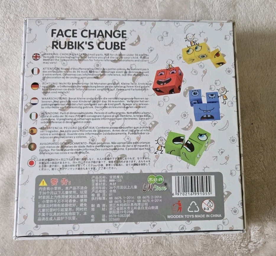 Face Change Rubik’s Cube Toy Wooden Block Kids 36+ Mo Learning Game EUC 3 Year+