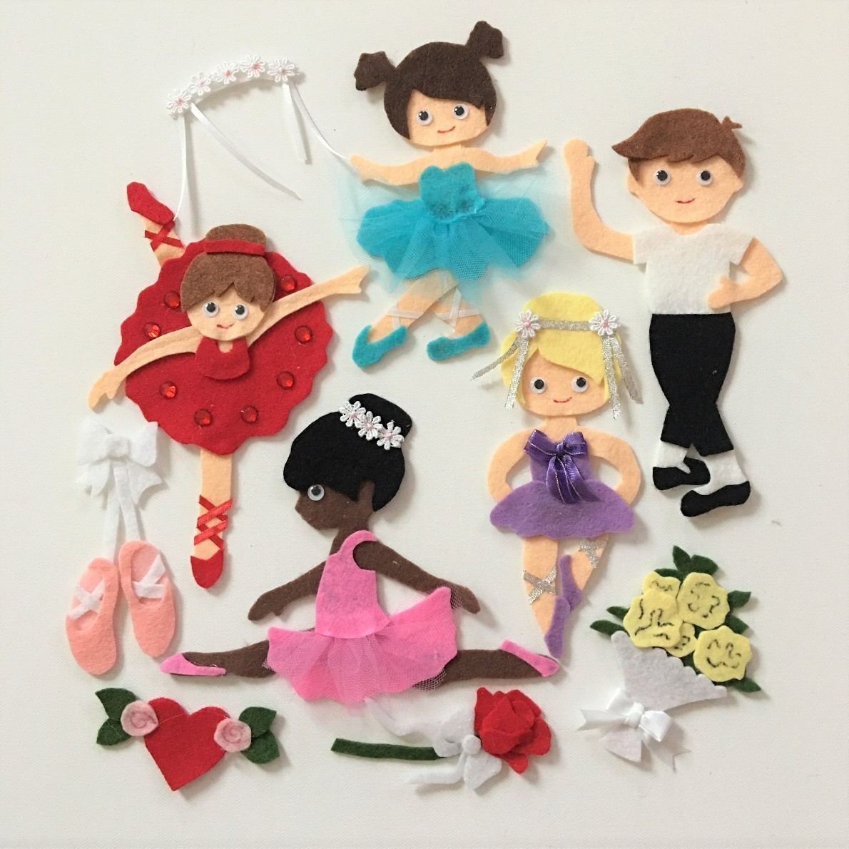 Ballerina Dancers Felt Set for Flannel or Felt Board Play