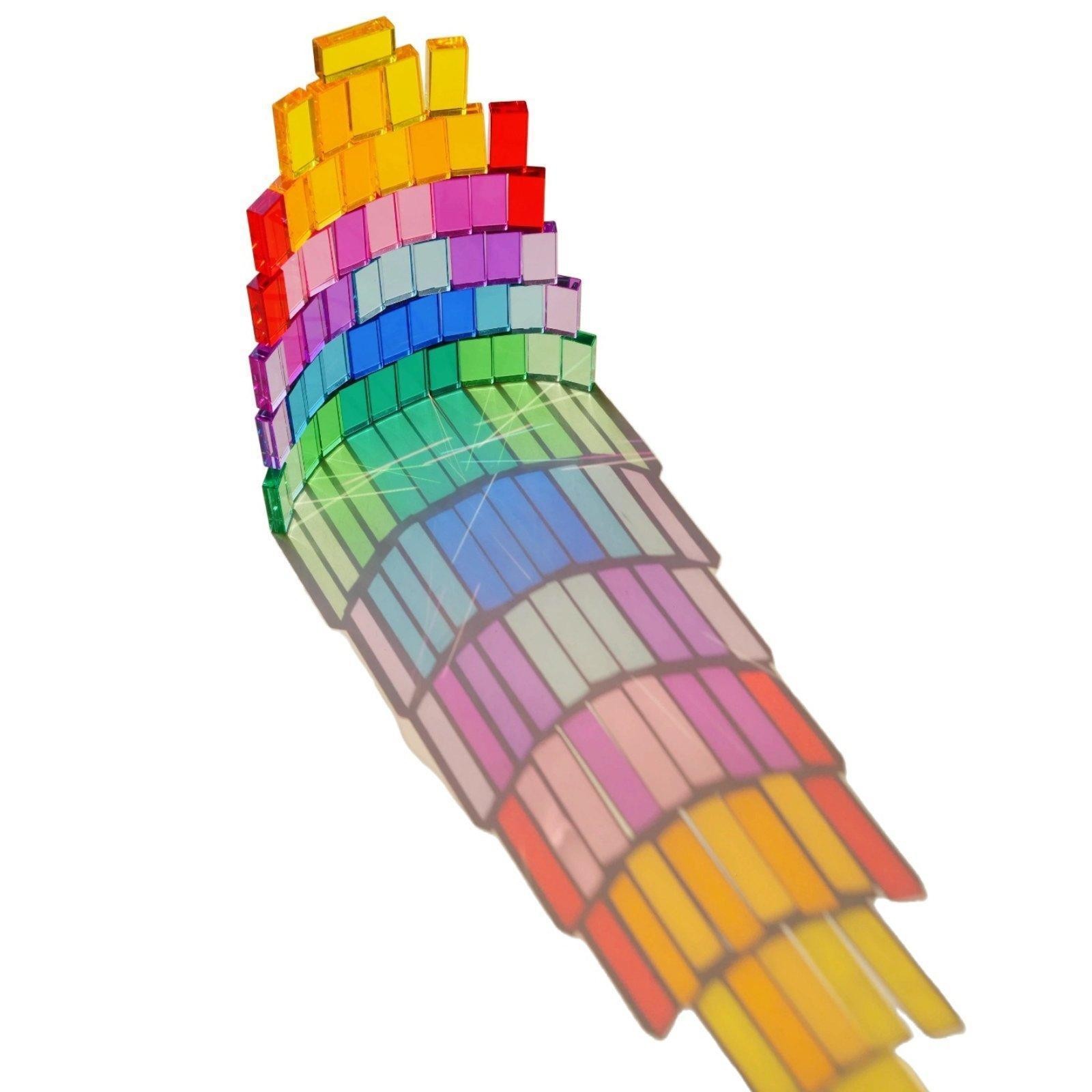 30 Pieces Rainbow Blocks Translucent Rectangle Stacking Toy for Preschool