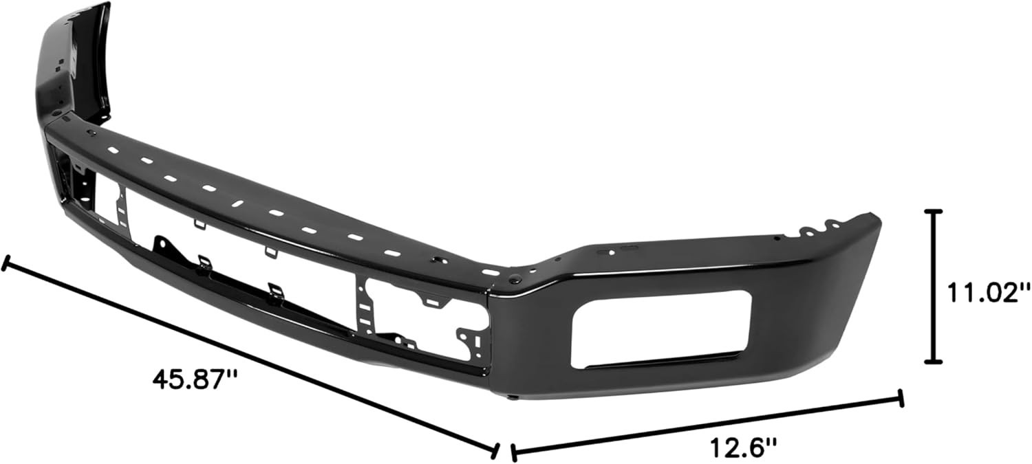18-20 Ford F150 Front Bumper Face Bar w/ Fog Light Hole Impact Bar Chrome