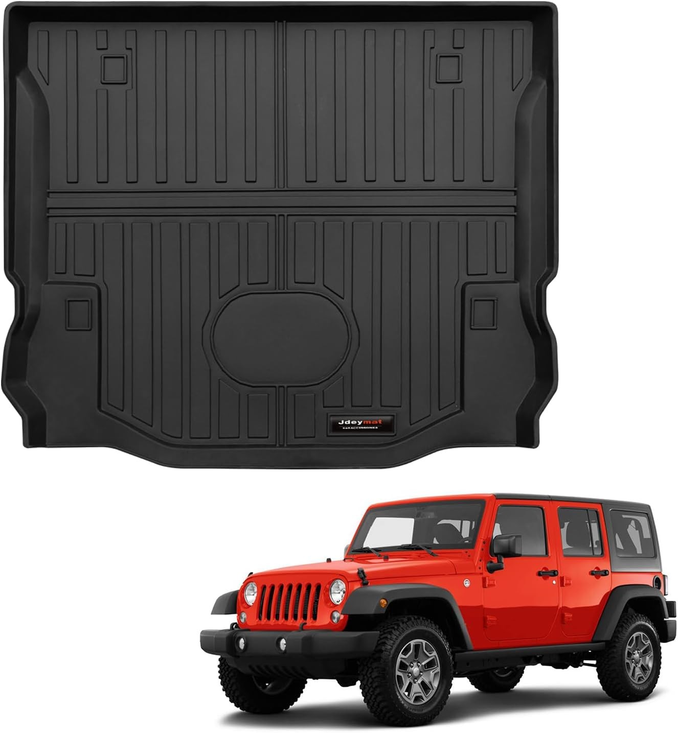 All Weather TPE Trunk Liner Compatible for 2007-2018 Jeep Wrangler JK Cargo Mats