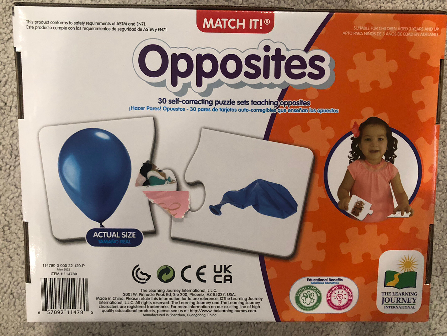The Learning Journey: Match It! Opposites 3-6 Years Toddler Puzzle Pieces New