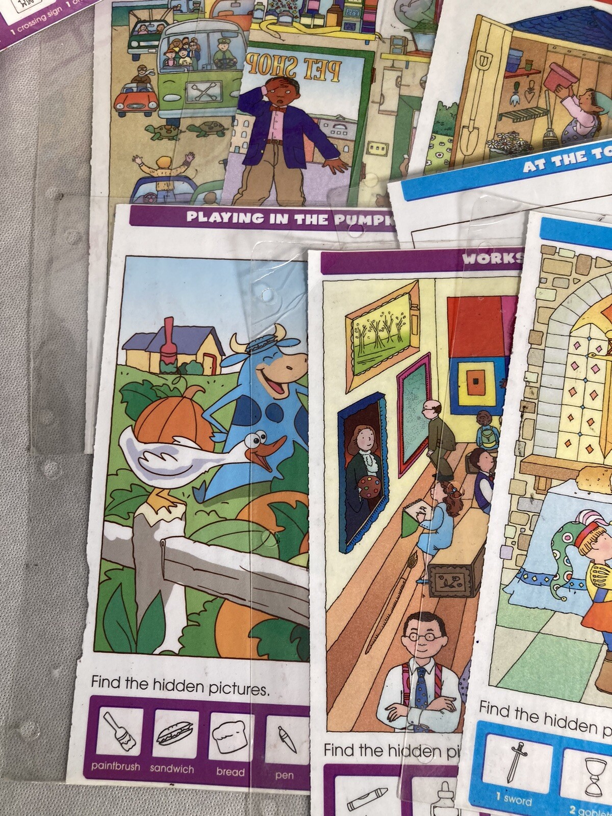 Lot Of 15 Double Sided Loose Laminated Sheets Find Hidden Pictures Activity