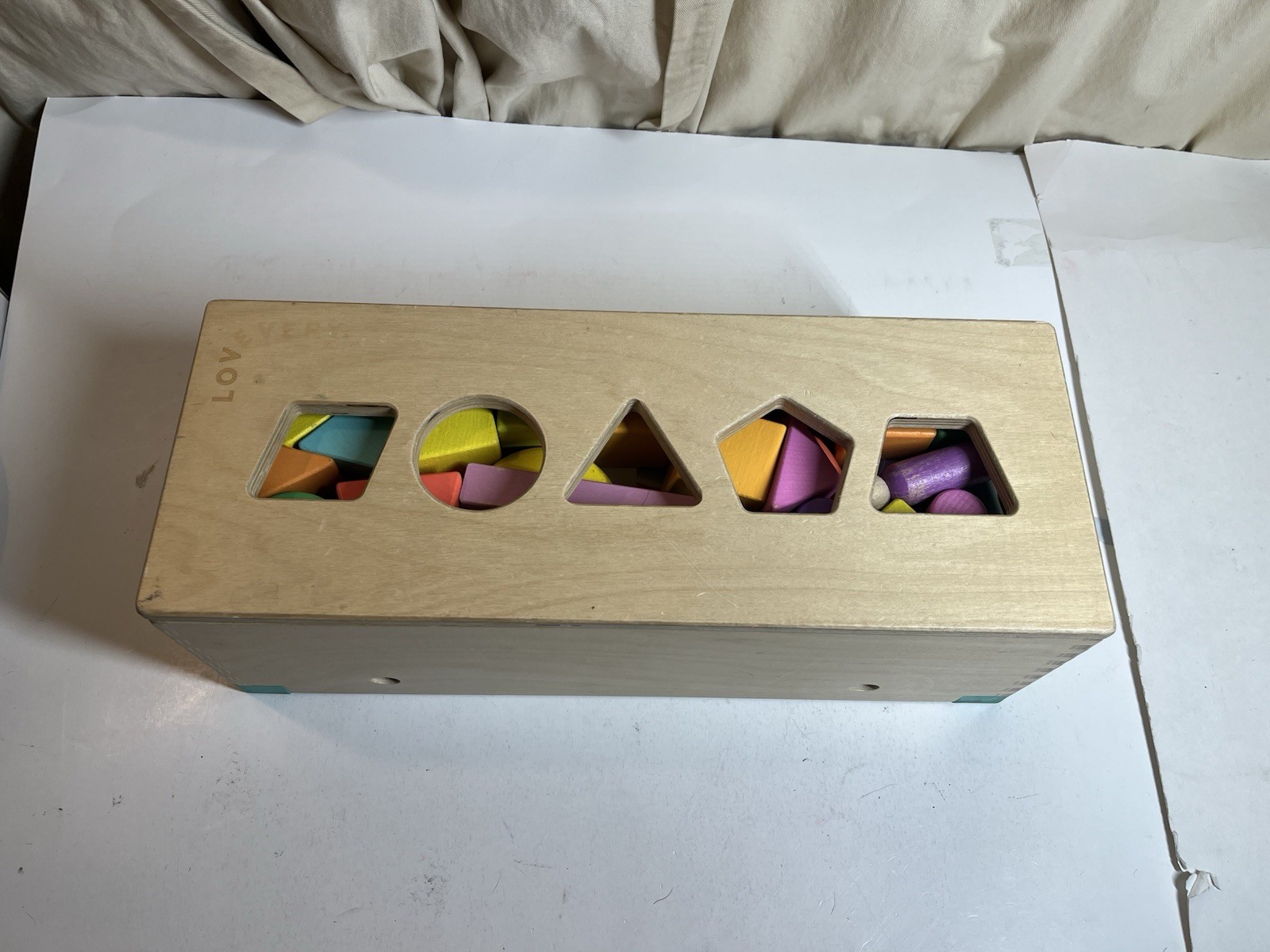 LOVEVERY The Block Shape Wooden Montessori Kids 59 Pieces Incomplete READ