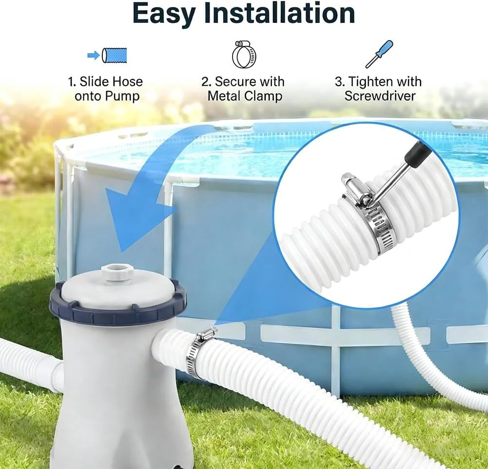 Pool Hoses for Above Ground Pools, 4 Pack 1.25 x 59 Inch Pool Filter Pump Hoses,
