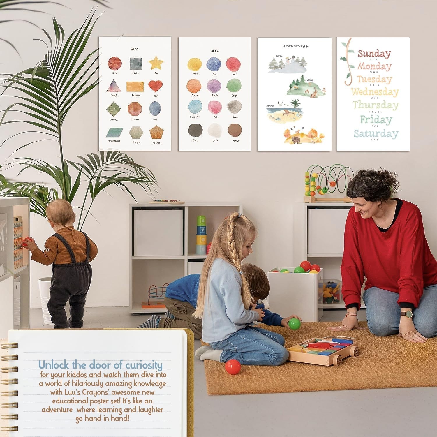 Colorful Set of 12 Toddler Learning Posters 11×17” – Inspire Curiosity & Growth