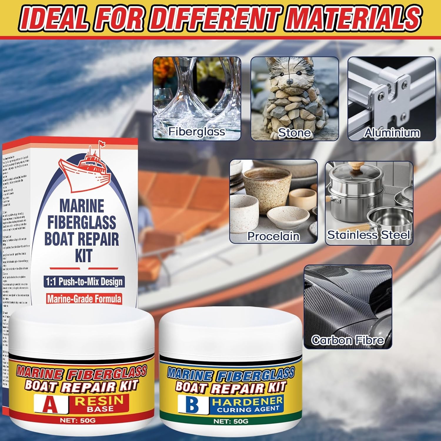 Fiberglass Marine Repair Kit, Gelcoat Repair Kit for Boats with Water Spot