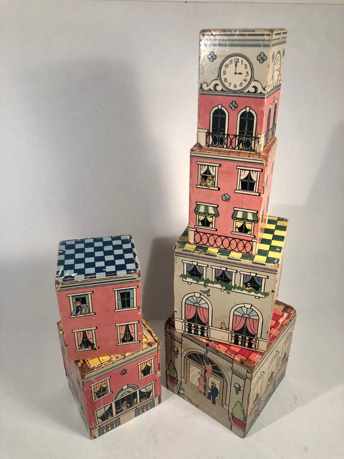 Vintage Antique set of 6 pcs. Wooden Nesting Blocks – 1949 Saml. Gabriel, NYC