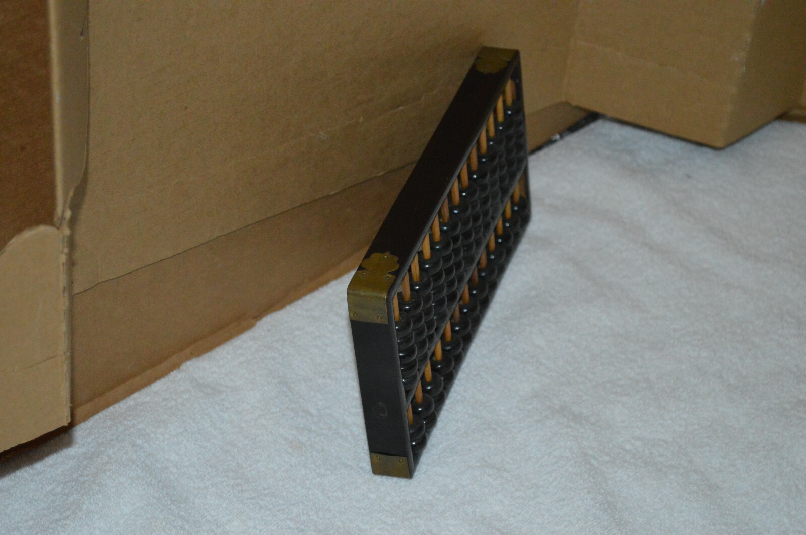 Vtg Black Laquer Lotus Flower Wooden Abacus 13 Rows 91 Beads Republic China