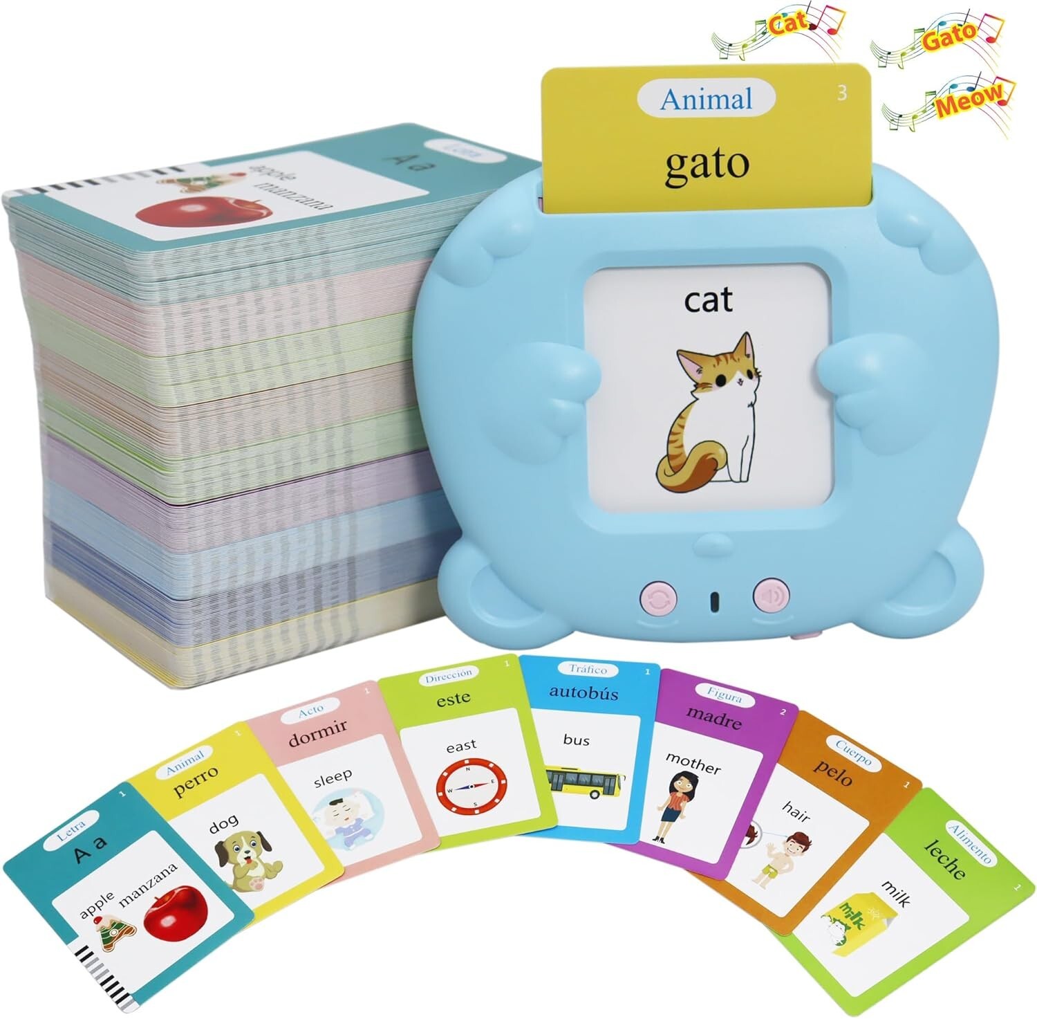 Child-Friendly Talking Flashcards – Enhance Spanish & English Skills 3-8 Years