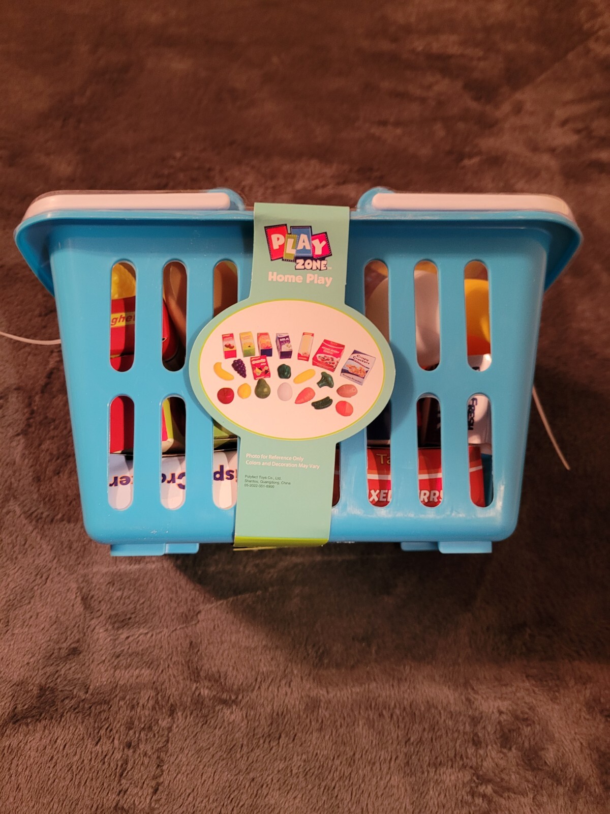 21 pc Play Zone Home Play Big lots Blue Shopping Grocery Basket