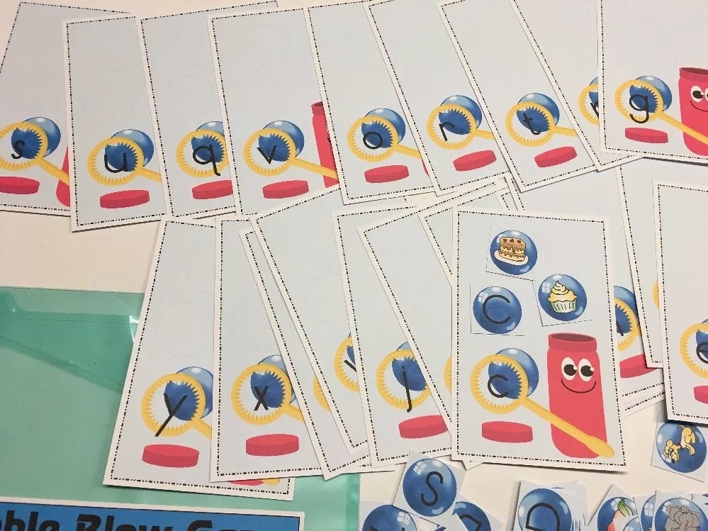 Bubble Blow Game Learning Center- Literacy Mats – Laminated Mats Phonics