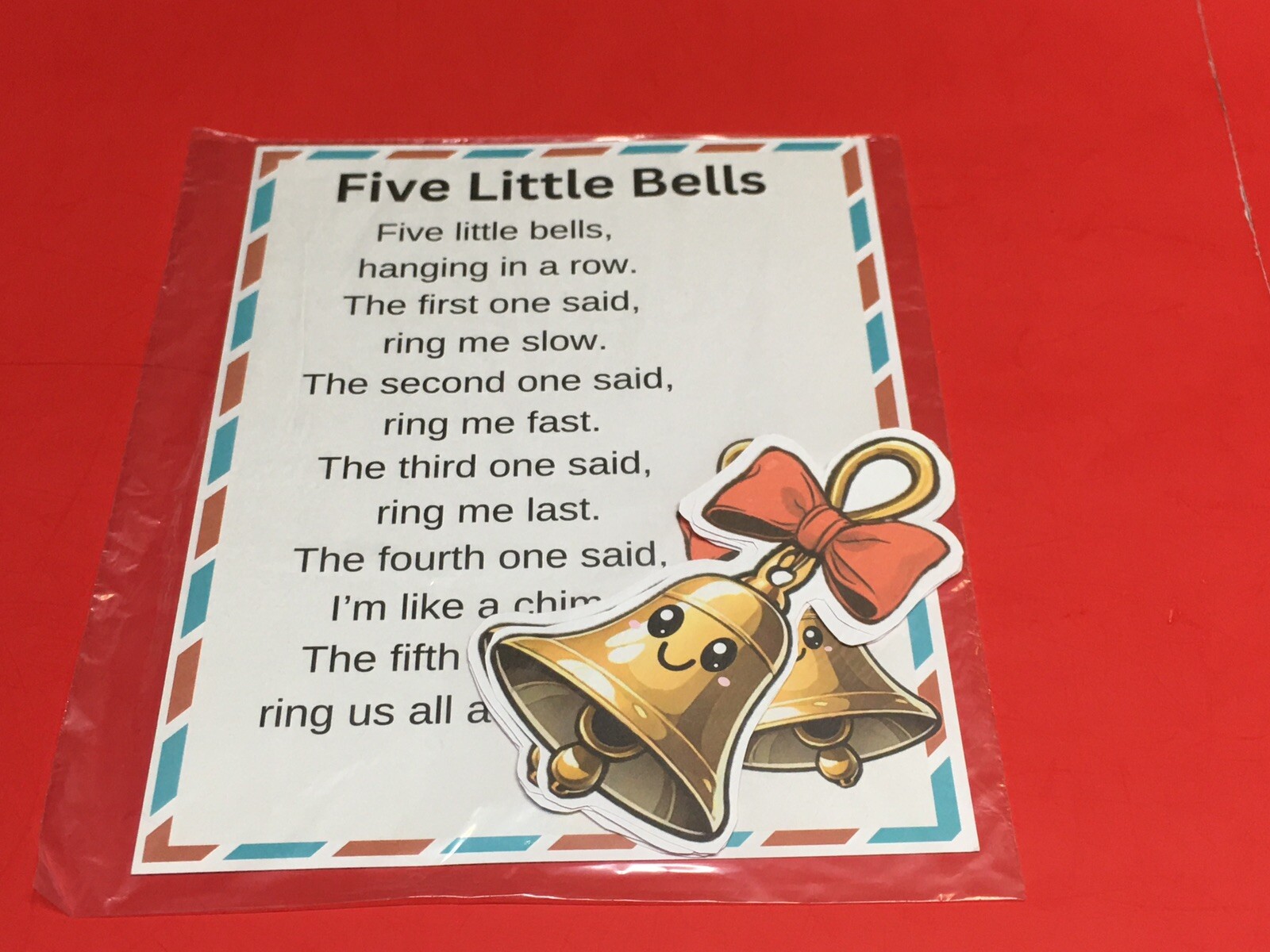 FIVE LITTLE BELLS – FLANNEL FELT BOARD LAMINATED STORY and PIECES