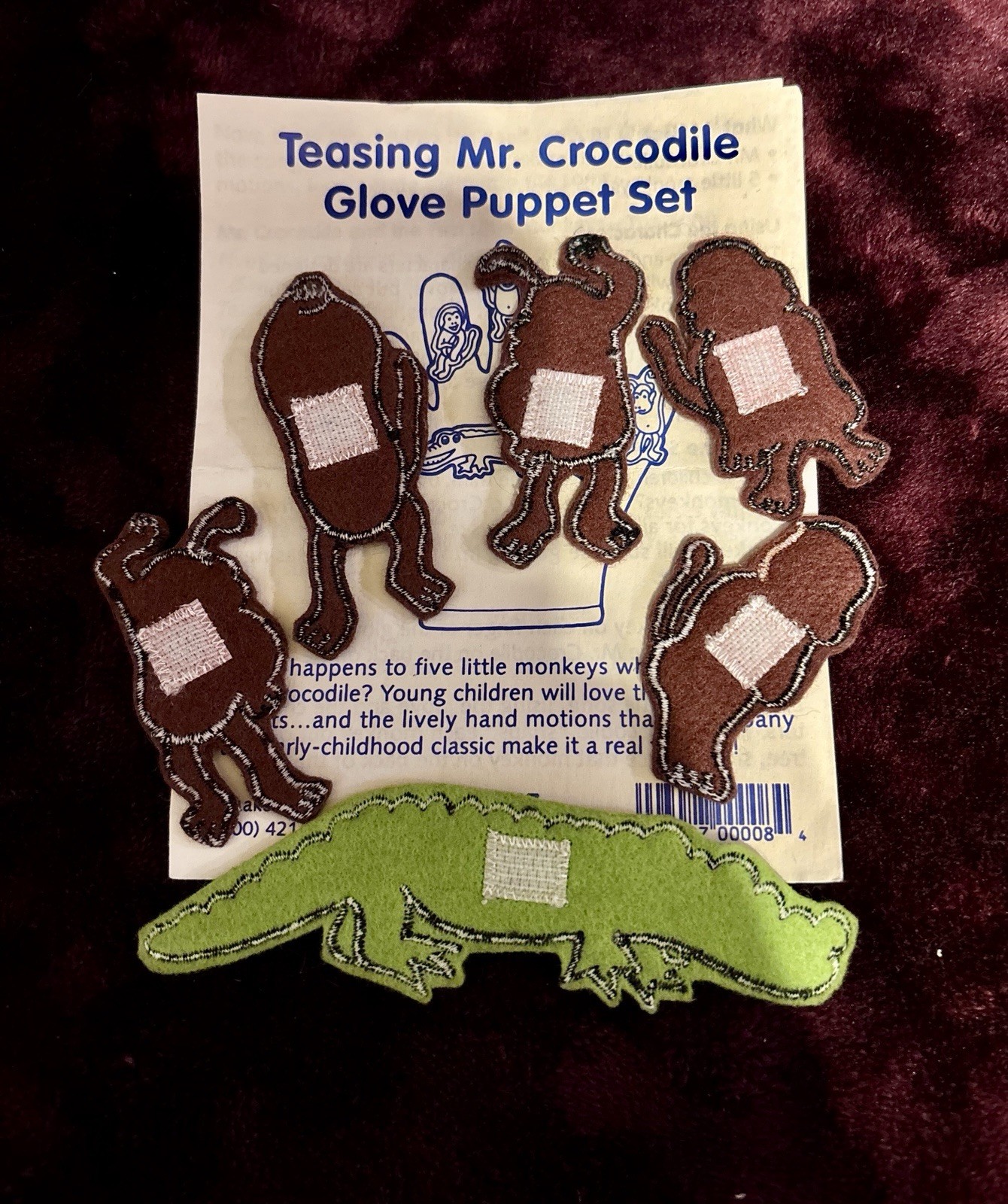 Lakeshore learning, teasing Mr. Crocodile or 5 little Monkey song piece set.