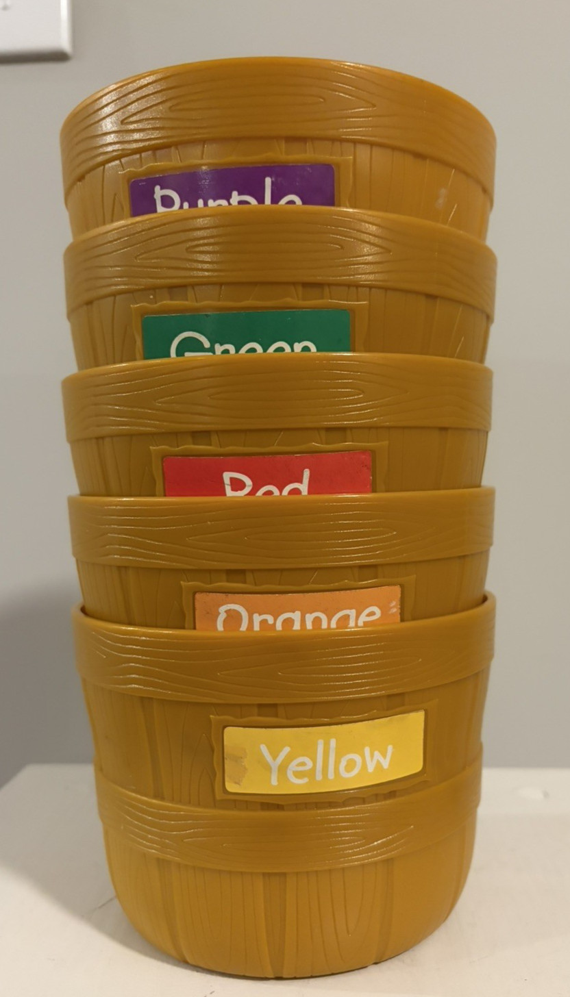 Learning Resources Farmers Market Bushel Baskets Color Sorting Buckets Set of 5