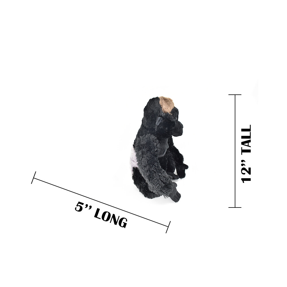 Gorilla, Silverback, Stuffed Animal Toy, Educational, Plush Realistic 12″ F906