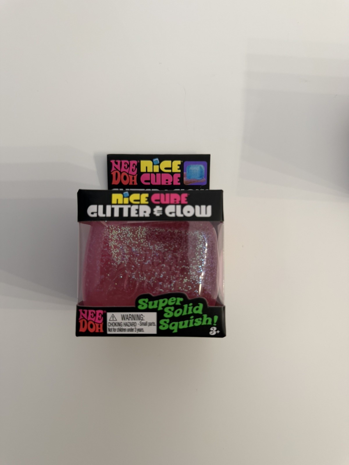 Lot of 2 NeeDoh Nice Cube Glitter & Glow squishy Squish Toy Schylling