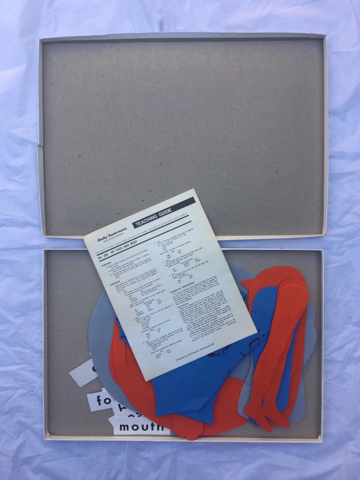 Judy Instructo Flannel Board Set My Face And Body #284 Teaching Aid Felt Vintage