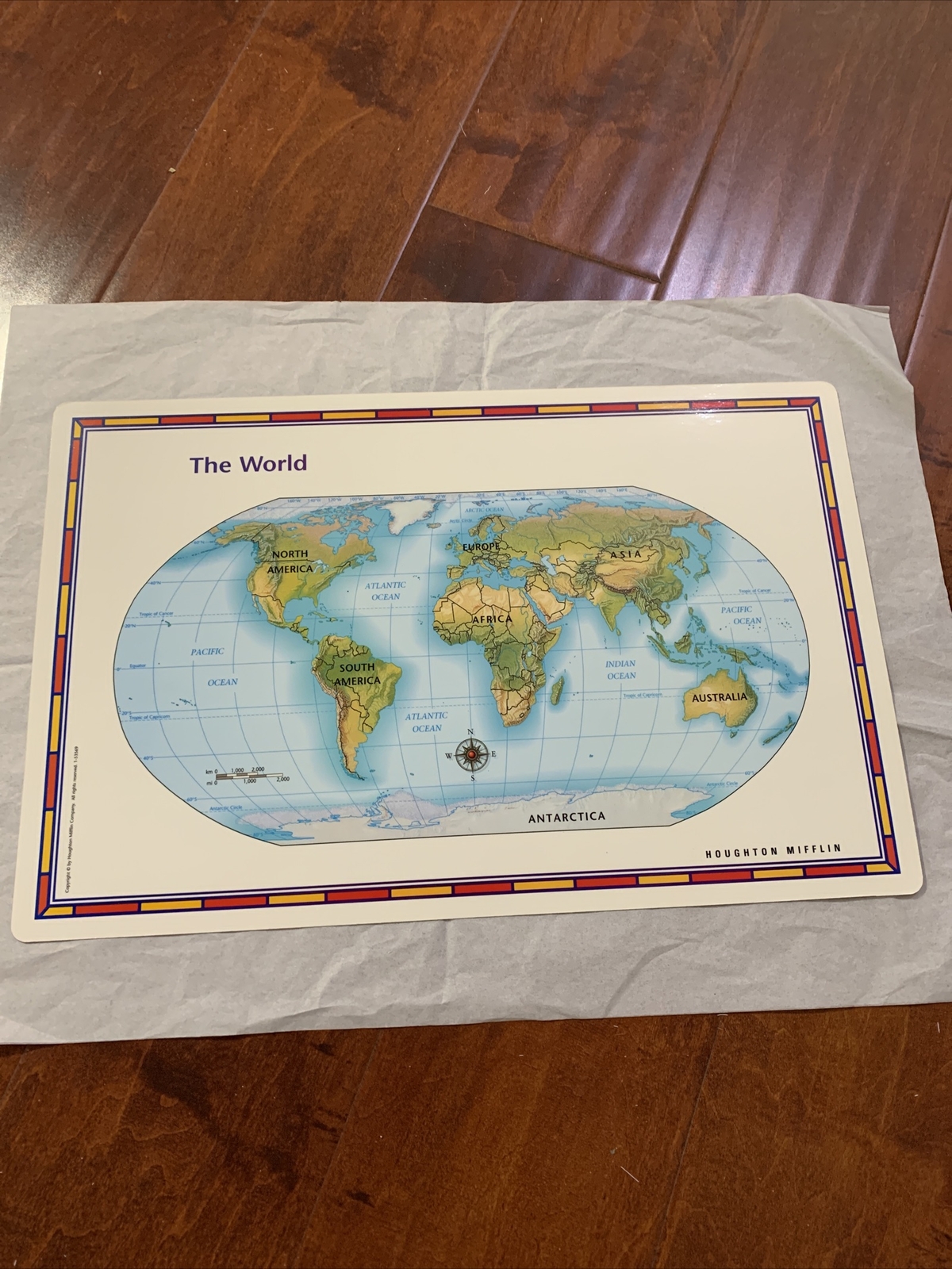 Houghton Mifflin The World & Countries World Double Side Map 11”x17” I53569