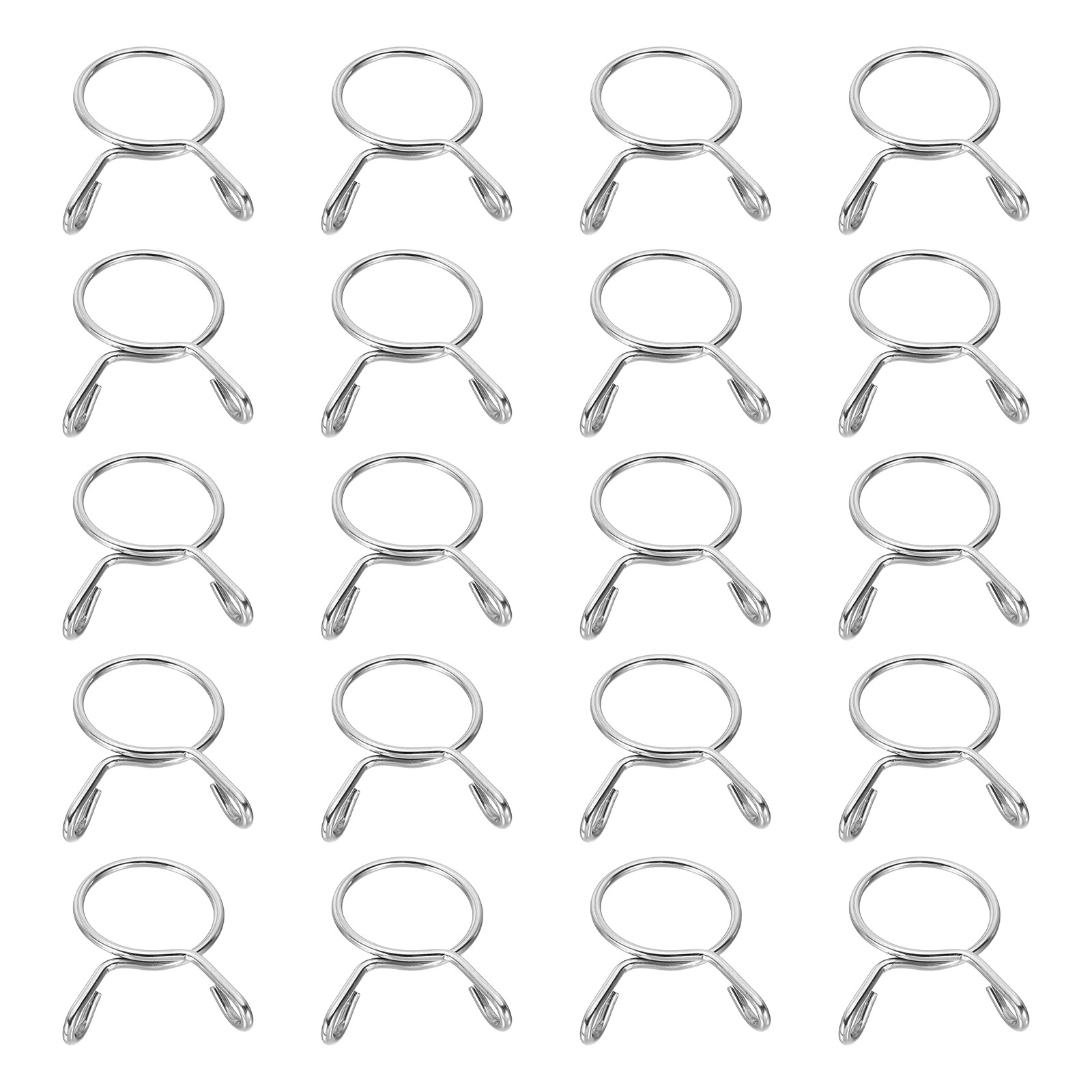 20Pcs 21mm ID 23.9mm OD Fuel Line Hose Clips Spring Clips Clamps Silver