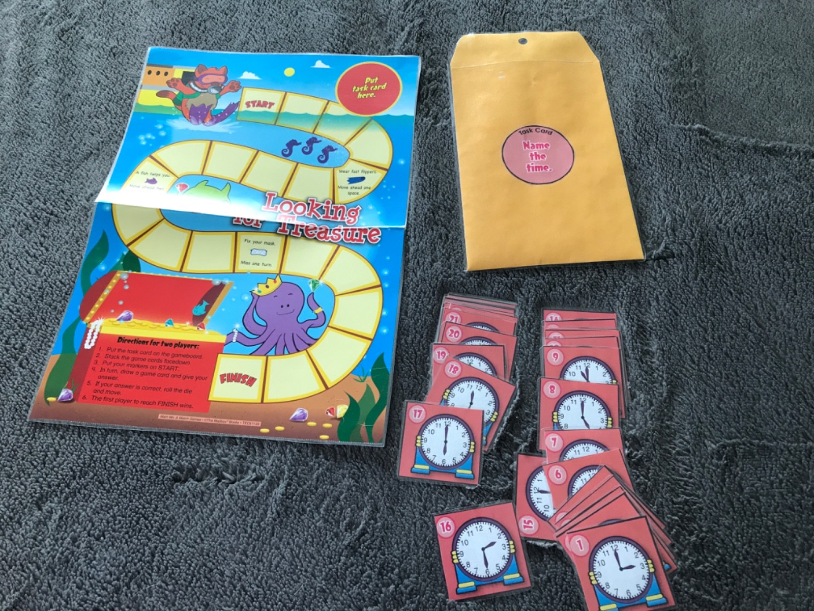 Looking. For Treasure! Telling Time math teacher game resources 1st grade
