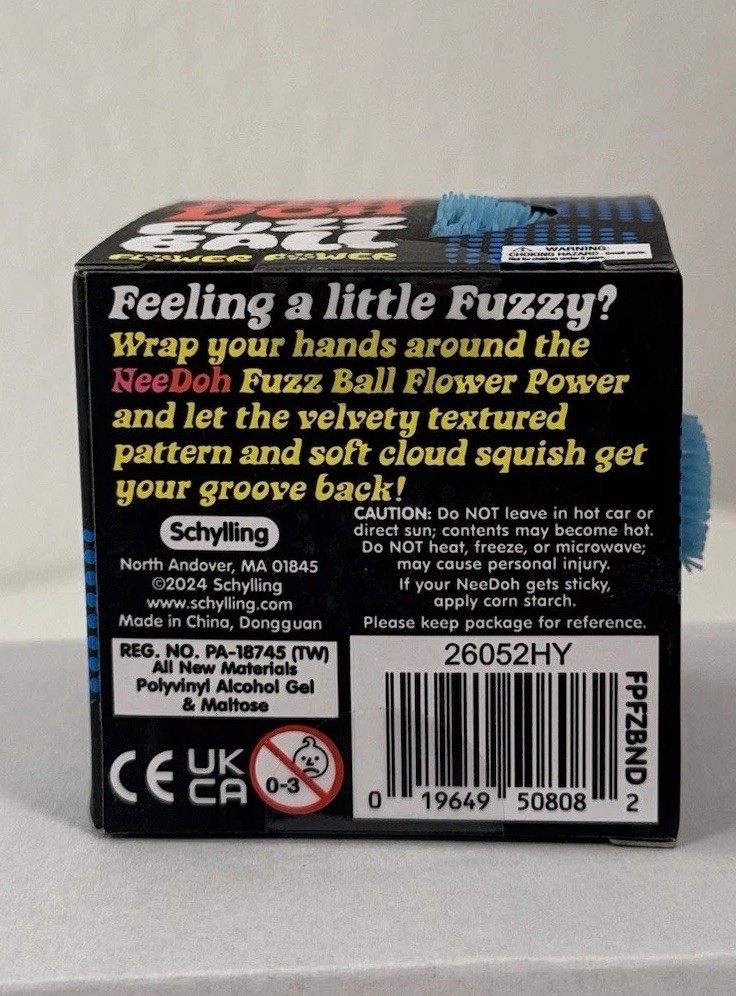 Schylling NeeDoh Fuzz Ball Flower Power Velvet Squeeze AUTHENTIC Blue edition