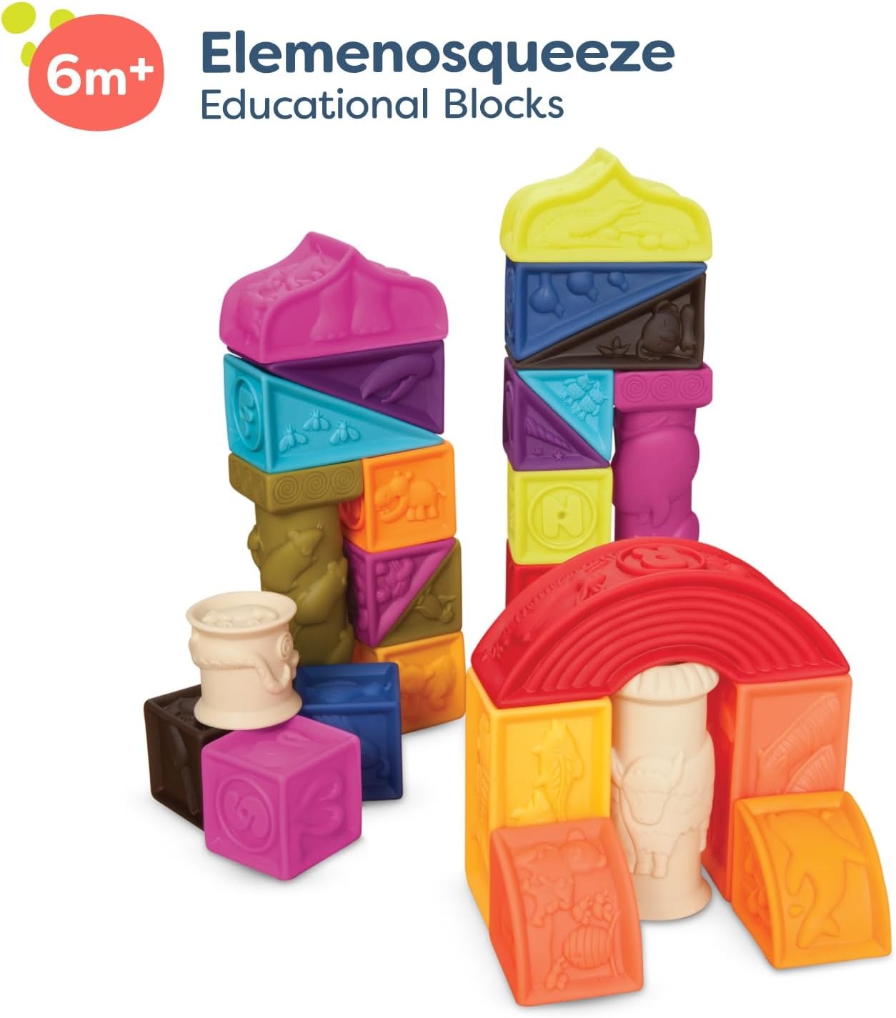 B. toys – Alphabet Learning Blocks for Babies & Toddlers – 26 Soft Squeezable AB