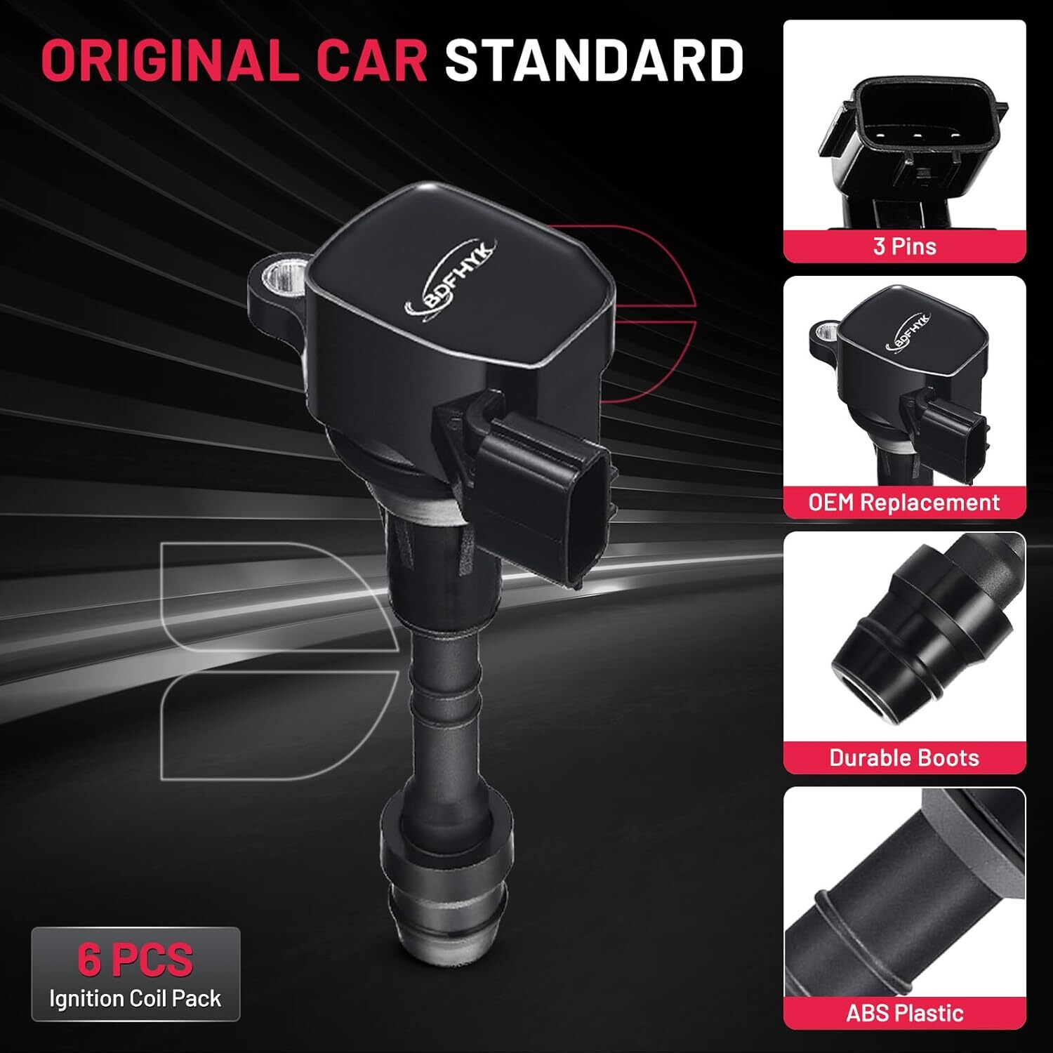 Ignition Coil UF349 BDFHYK Set of 6 Ignition Coils Pack for Nissan Altima