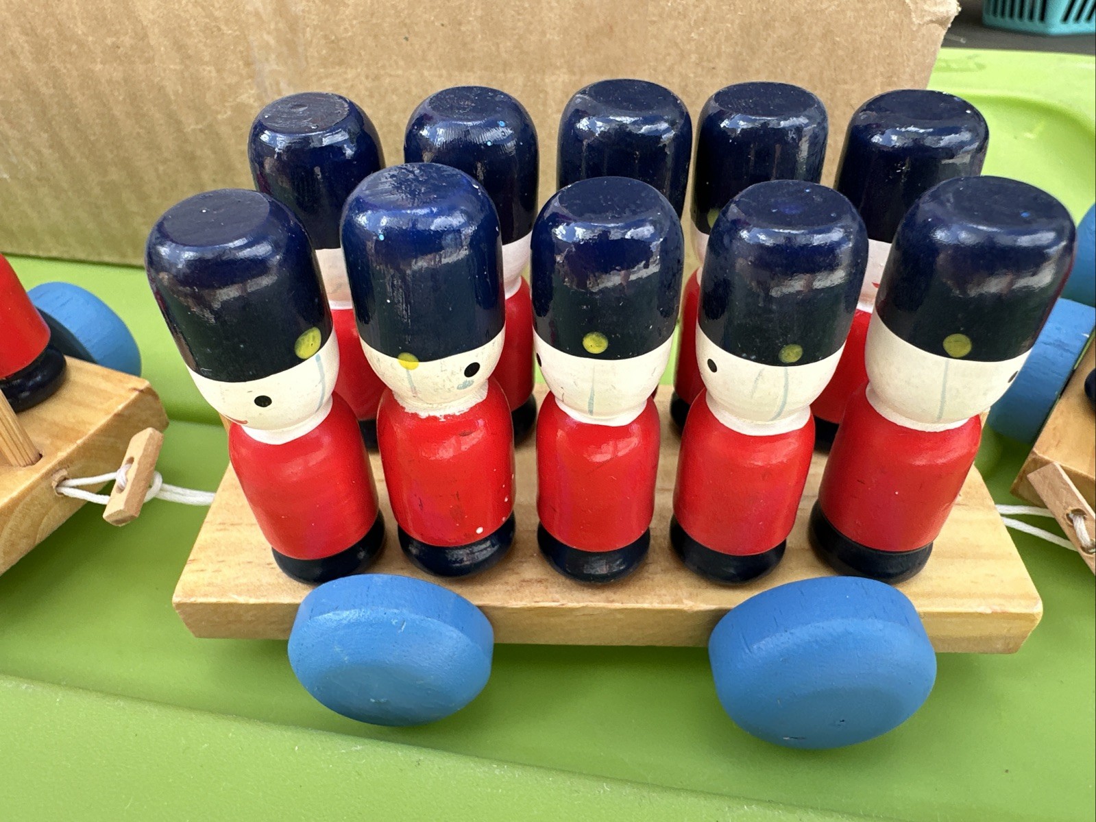 Vintage Wooden Toy Soldiers Counting Math Learning Pull String Train Chadwick