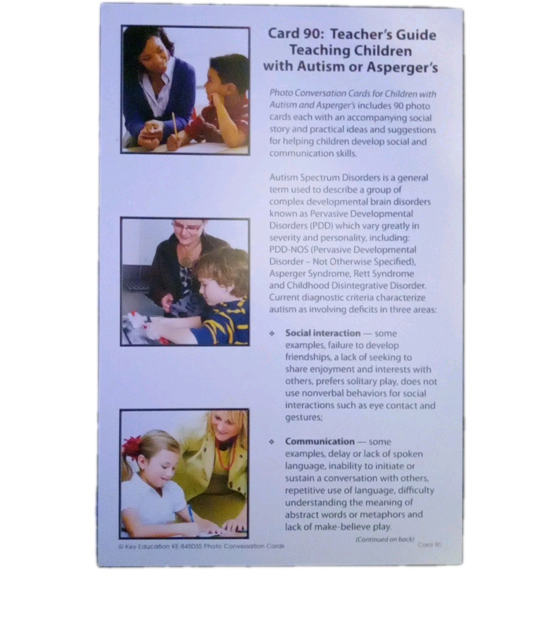 Key Education Photo Conversation Cards for Children with Autism and Asperger’s