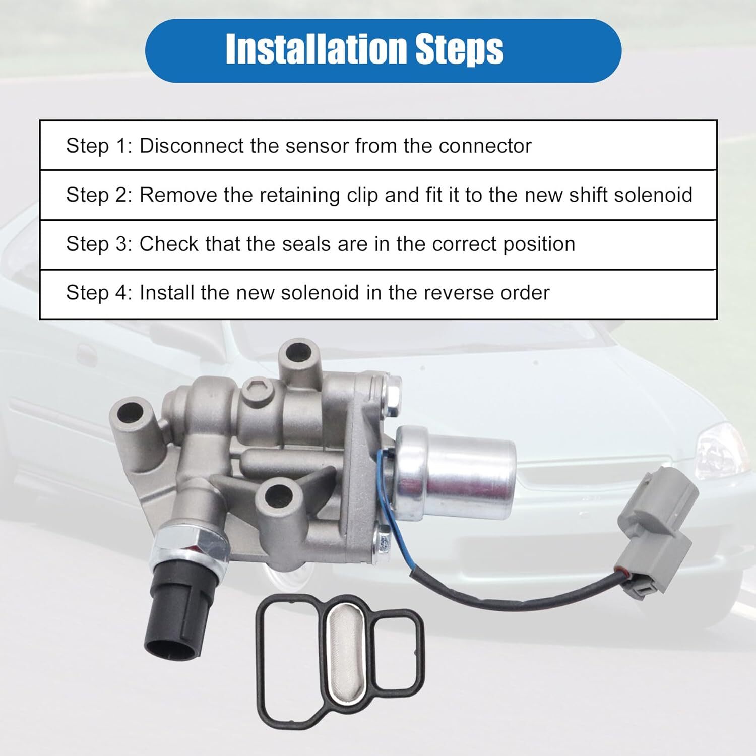 XQSMWF VTEC Solenoid Spool Valve With Gasket Compatible with Honda Civic 1.7L