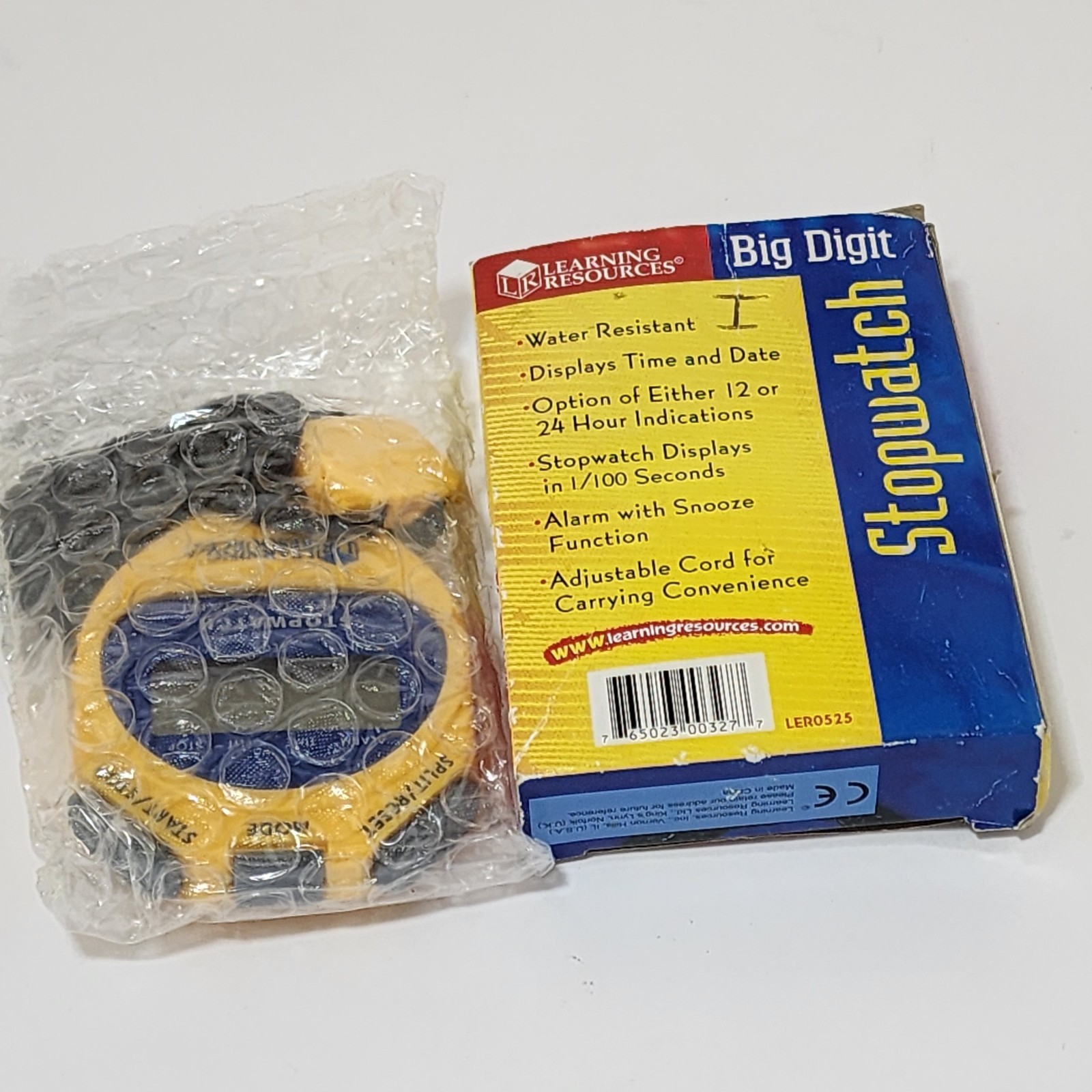 Learning Resources Stopwatch Big Digit Waterproof 1/100 Second Alarm Yellow