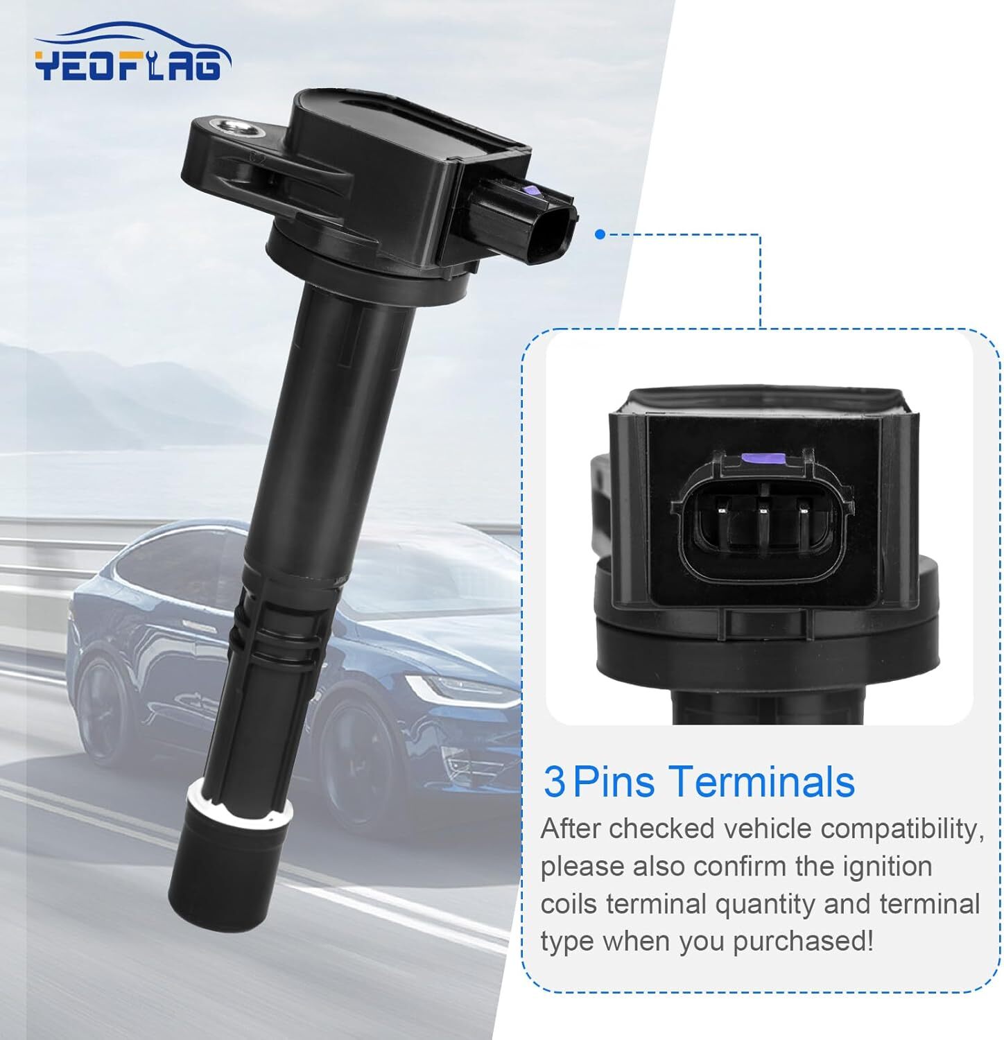 Set of 4, Ignition Coil Pack Compatible with 2.0L L4 Acura RSX CSX, for Honda