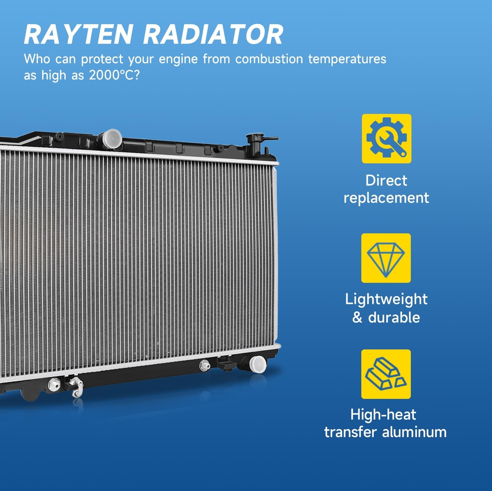 RAYTEN Aluminum Radiator Compatible with Honda Accord 1998 1999 2000 2001 200…