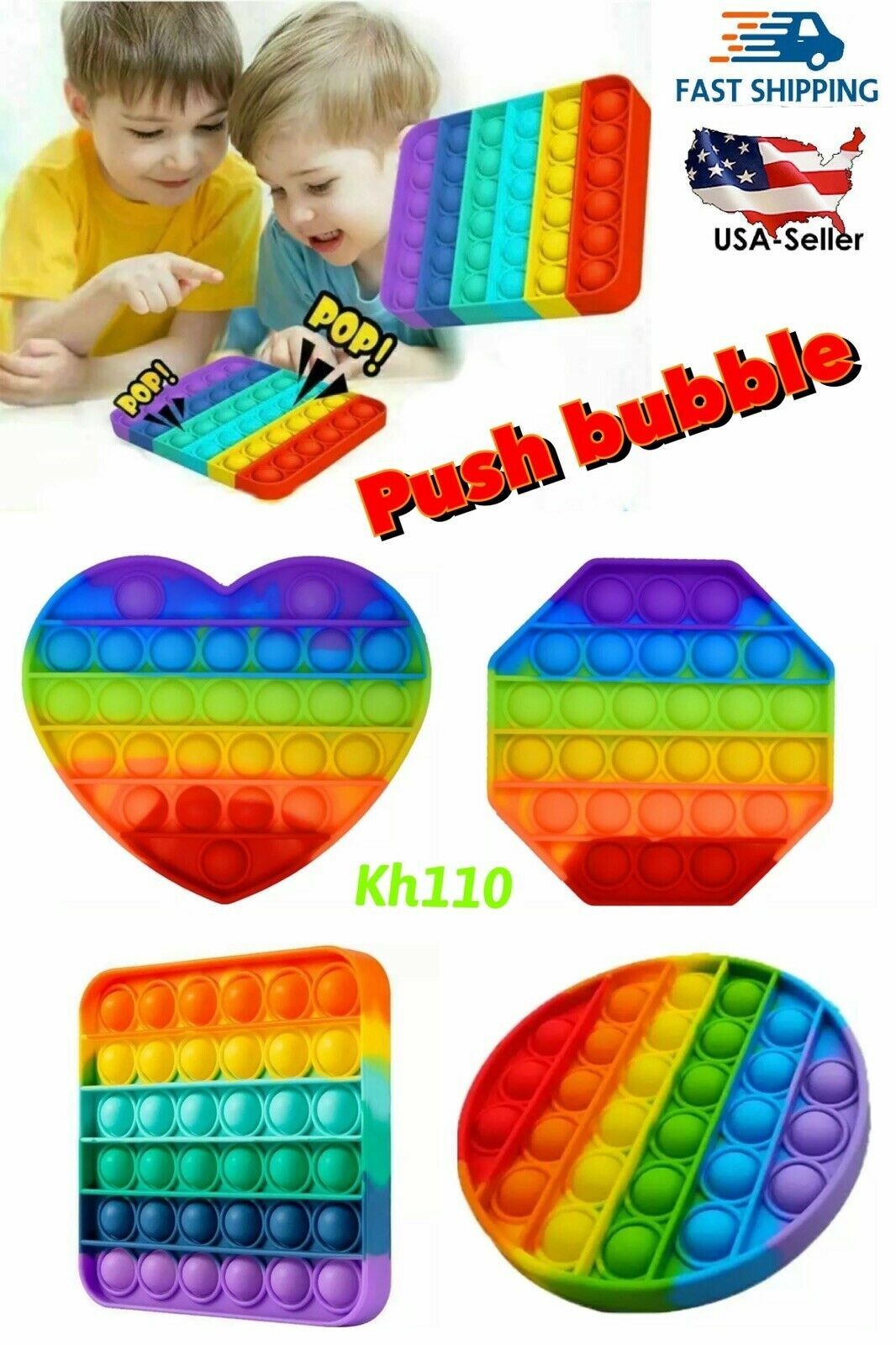 Push Pop Bubble It Silicone Sensory Fidget Toy Autism Stress Relief Game