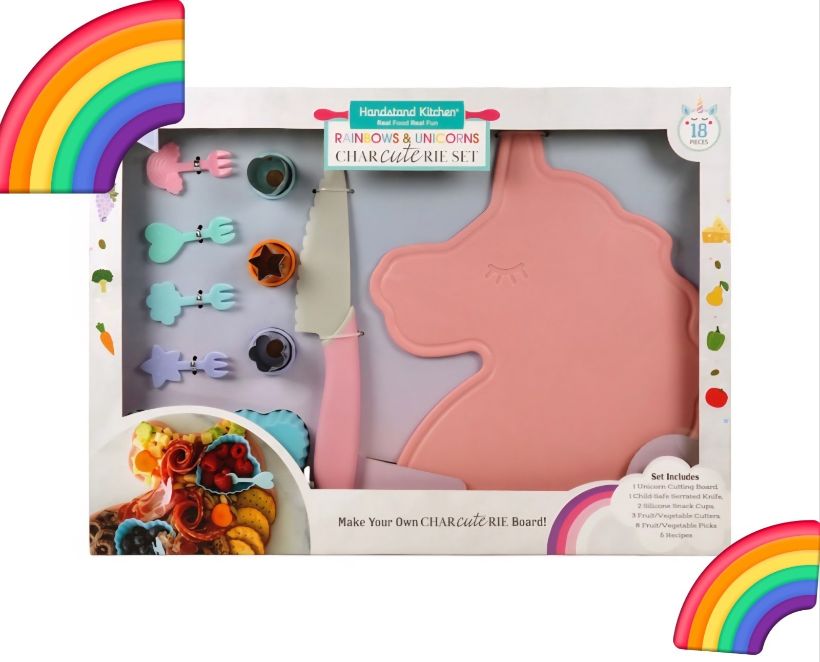 💖 New Kitchen Pink Unicorn Charcuterie Board Cook Creative cutters Picks Recipe