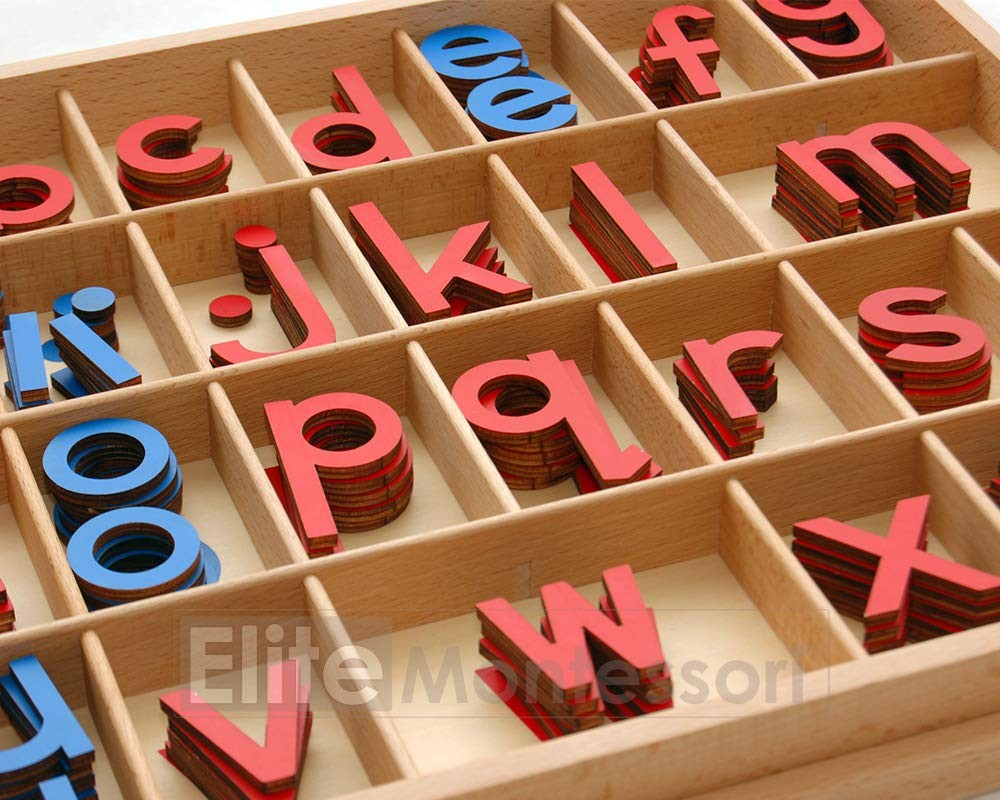 Wooden Movable Alphabet with Box Preschool Spelling Learning Materials (Red &…