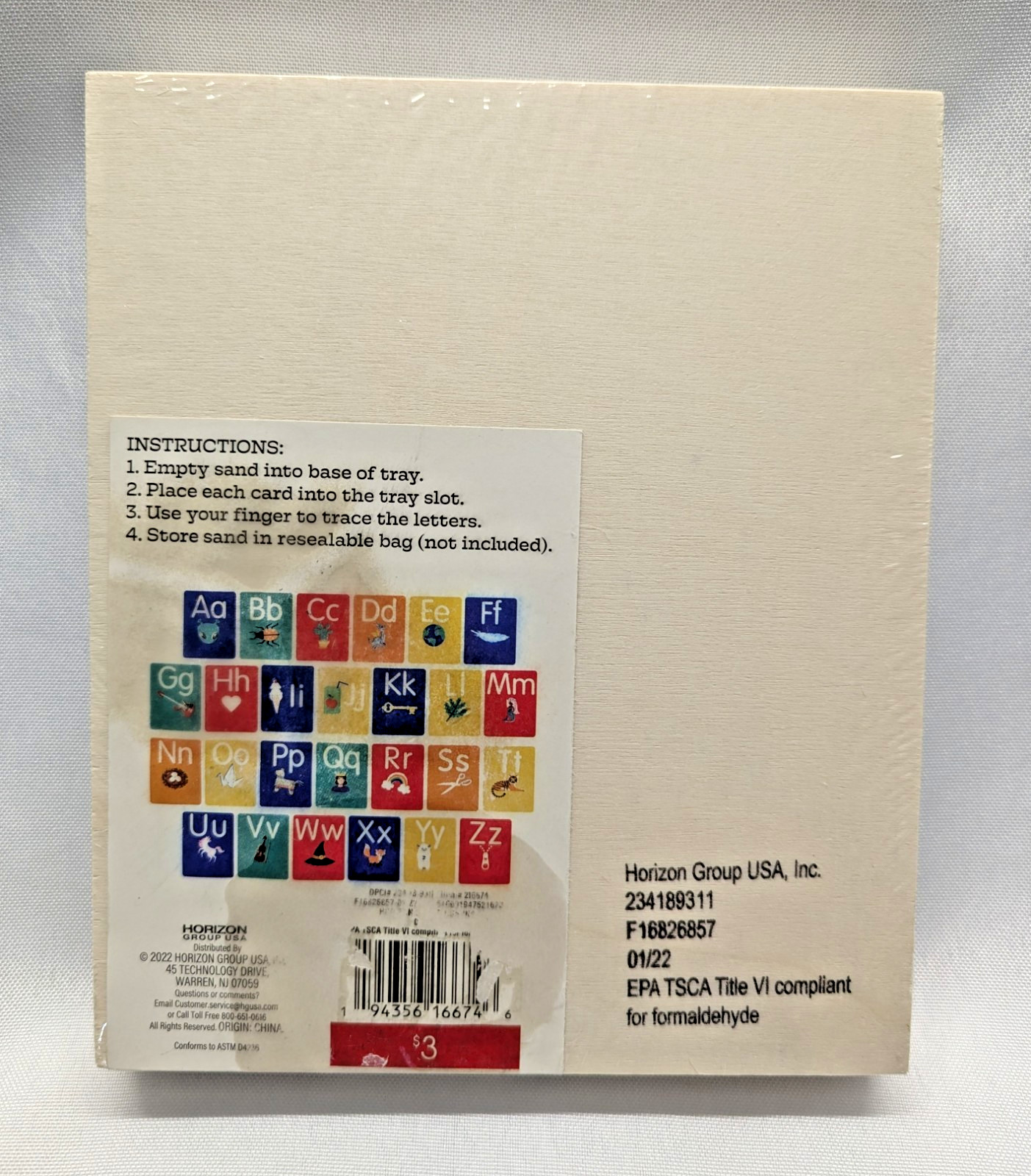 Sand Tracing Tray Alphabet Set 15pc Wooden Montessori Style (Horizon) New Sealed