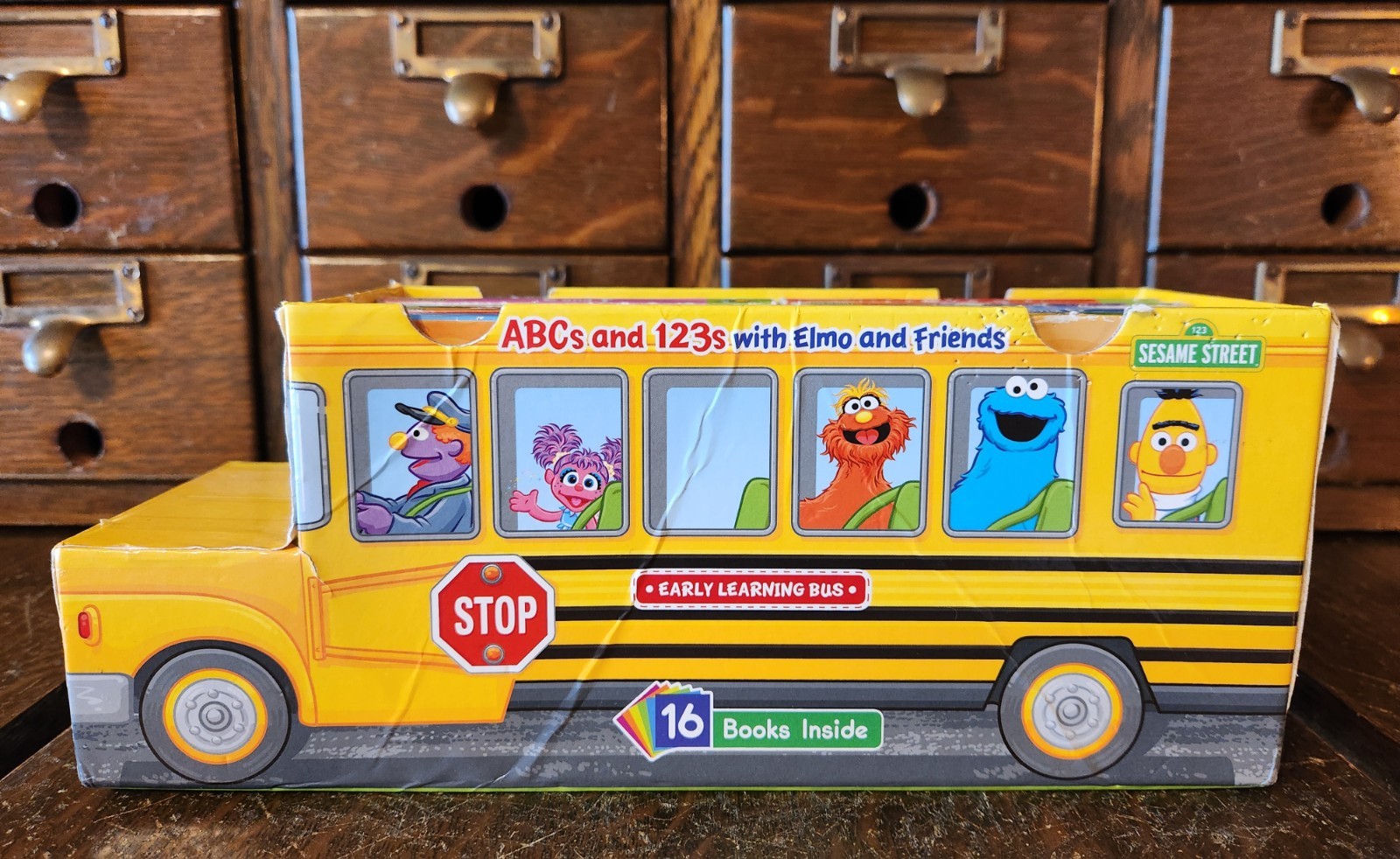 Sesame Street Learning Bus Board Books 2013 Set ABCs & 123s Elmo & Friends
