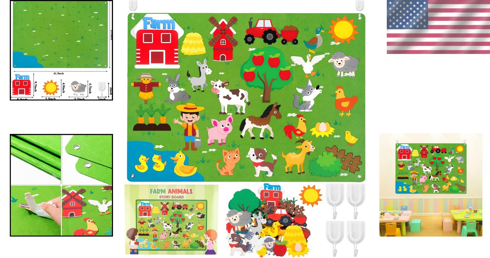 Interactive 38-Piece Farm Felt Board for Kids – Enhance Reading & Creativity