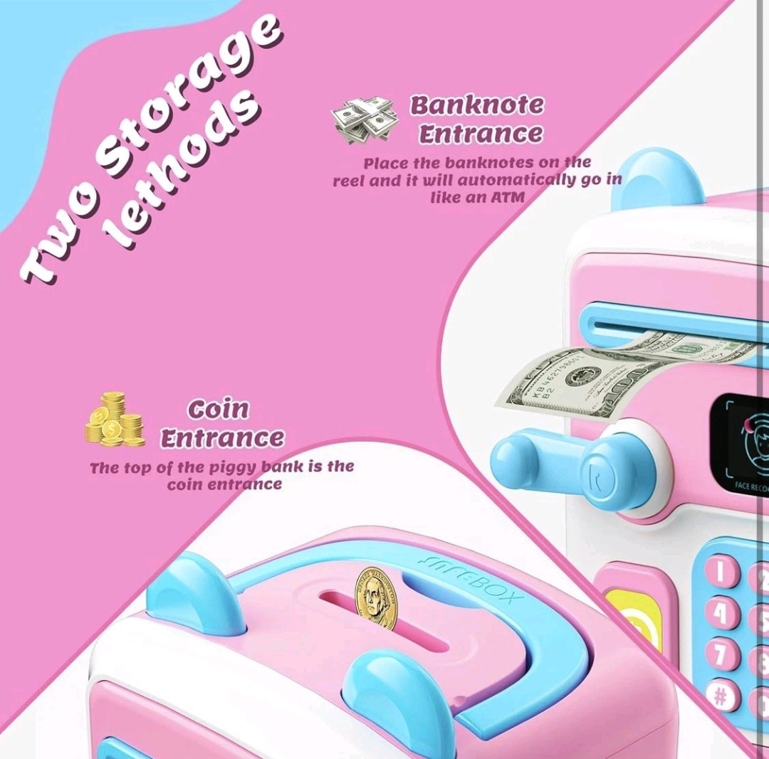 JU-YE Face Recognition Money Box NO.7013A PINK Plastic Piggy Bank-NEW