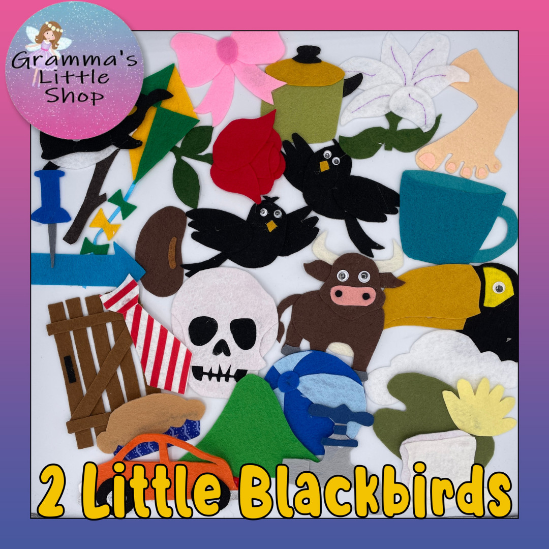 Two Little Blackbirds Sample Set for Felt or Flannel Board Play