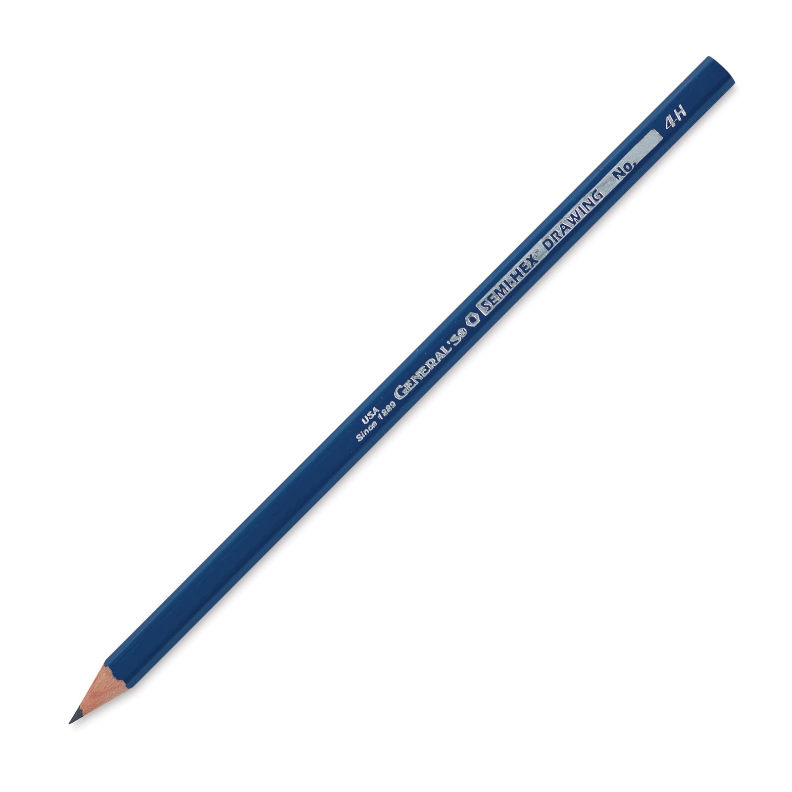 General’s Hexagonal Non-Toxic Drawing Pencil, H Thin Tip, Blue, Pack of 12