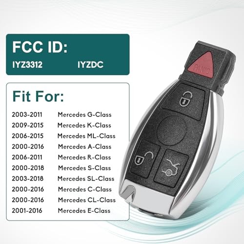 Key Fob, Keyless Entry Remote Fits for 1997-2016 Mercedes Benz E350 ML350 SLK300